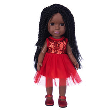 Afropoupée - Poupée noire Mila en robe rouge