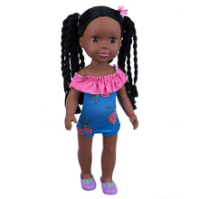Afropoupée - Poupée noire Léna en maillot uniforme bleu et rose
