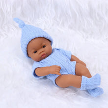 Poupon Noir vêtements bébé afro bleu